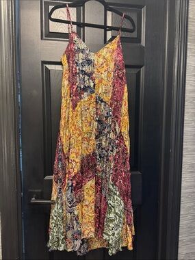 Zara Patchwork Paisley Maxi Dress w/gold thread accents
